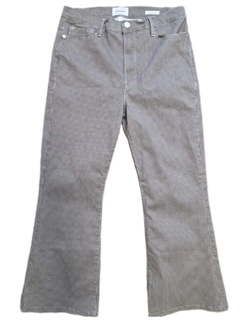 Frame Womens Le Crop Flare Camel Houndstooth Pants Jeans Size 30 Preppy Neutral